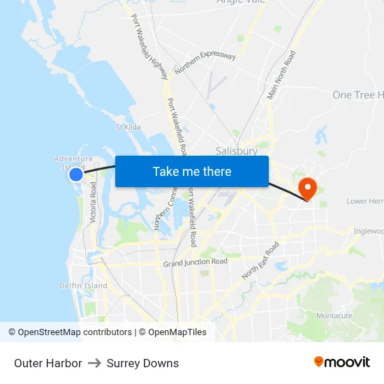 Outer Harbor to Surrey Downs map