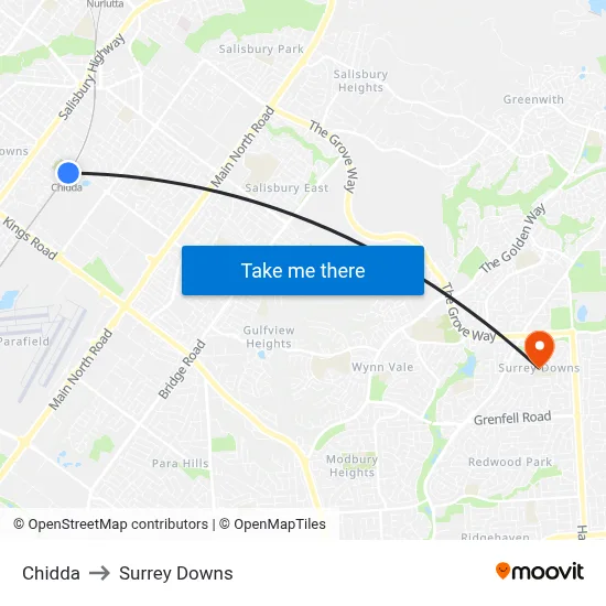 Chidda to Surrey Downs map