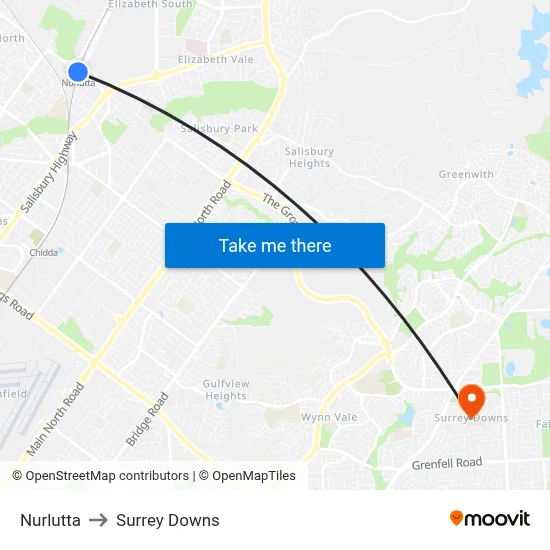 Nurlutta to Surrey Downs map