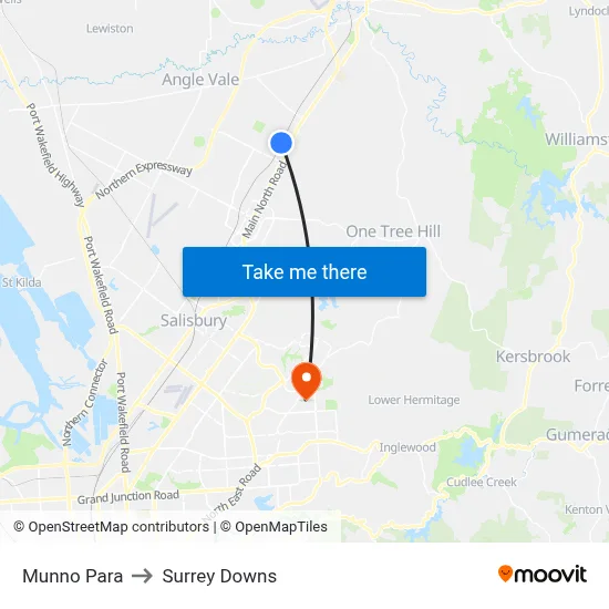 Munno Para to Surrey Downs map