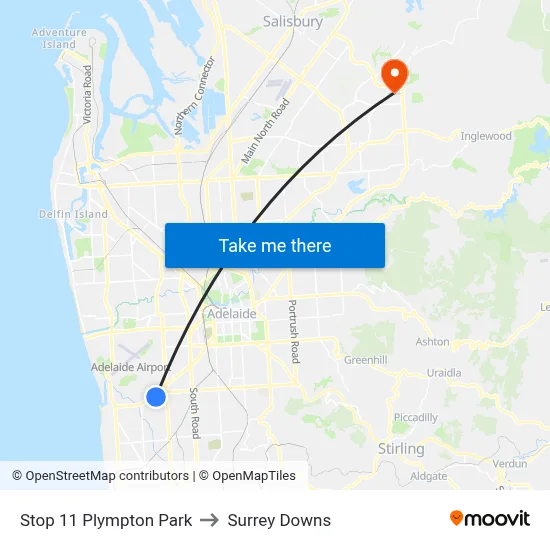 Stop 11 Plympton Park to Surrey Downs map