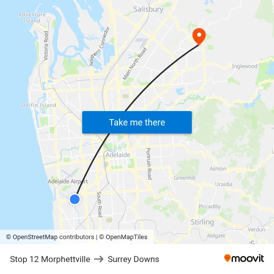 Stop 12 Morphettville to Surrey Downs map