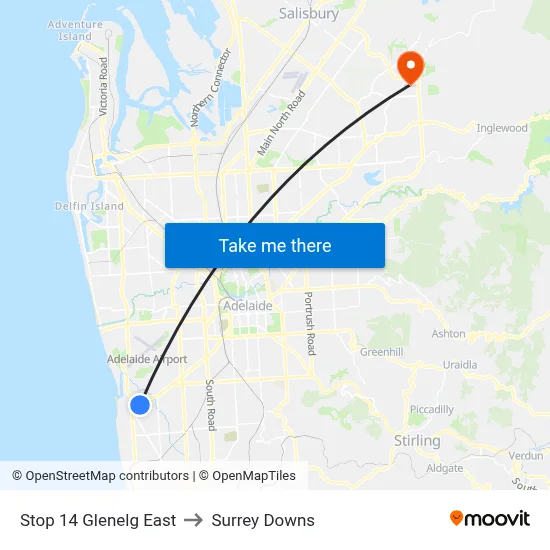 Stop 14 Glenelg East to Surrey Downs map