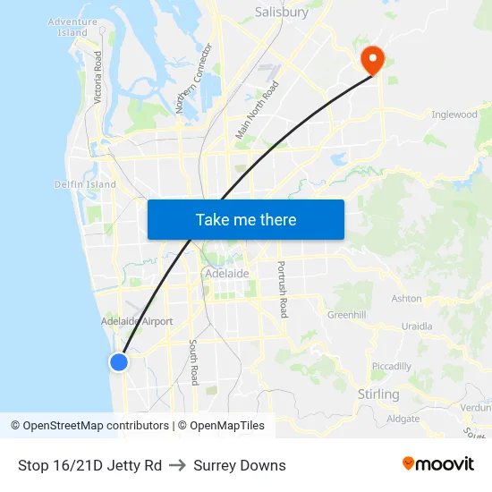 Stop 16/21D Jetty Rd to Surrey Downs map