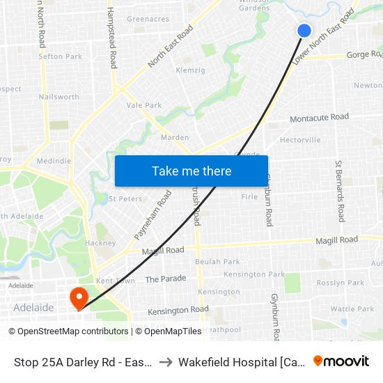 Stop 25A Darley Rd - East side to Wakefield Hospital [Calvary] map