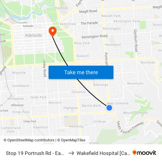 Stop 19 Portrush Rd - East side to Wakefield Hospital [Calvary] map