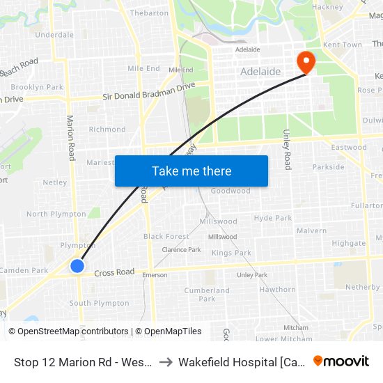 Stop 12 Marion Rd - West side to Wakefield Hospital [Calvary] map