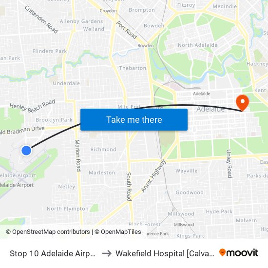 Stop 10 Adelaide Airport to Wakefield Hospital [Calvary] map
