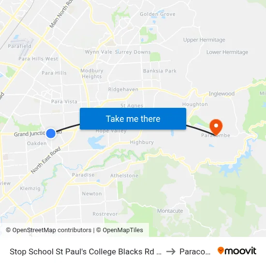 Stop School St Paul's College Blacks Rd - West side to Paracombe map