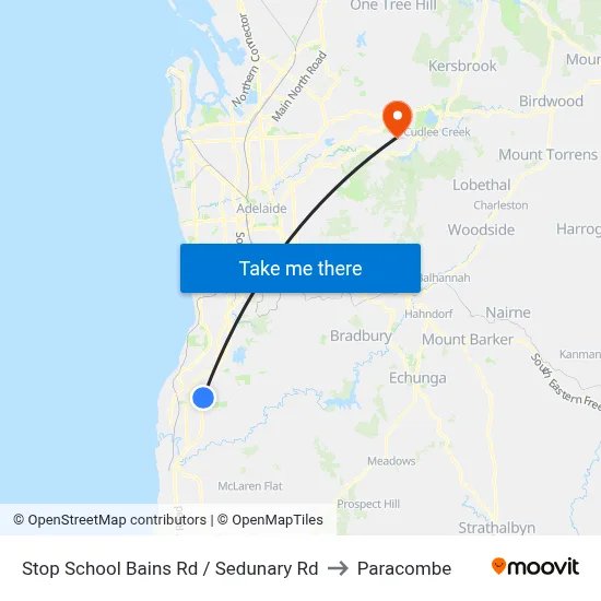 Stop School Bains Rd / Sedunary Rd to Paracombe map