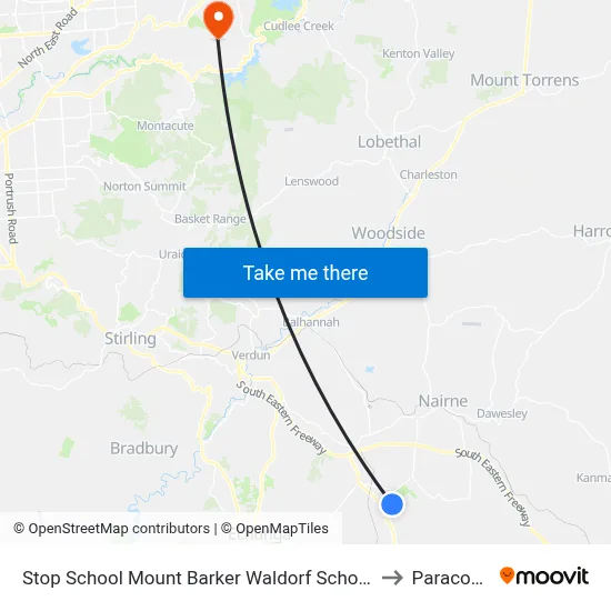 Stop School Mount Barker Waldorf School Sims Rd to Paracombe map