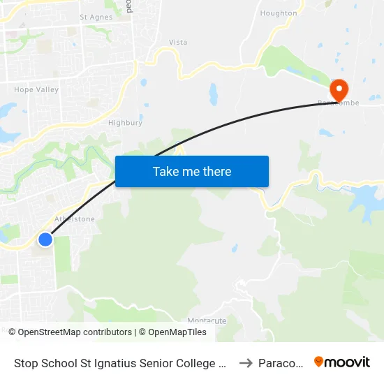 Stop School St Ignatius Senior College Manresa Ct to Paracombe map