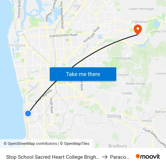 Stop School Sacred Heart College Brighton Rd to Paracombe map