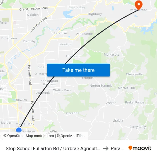 Stop School Fullarton Rd / Urrbrae Agricultural High School - West side to Paracombe map