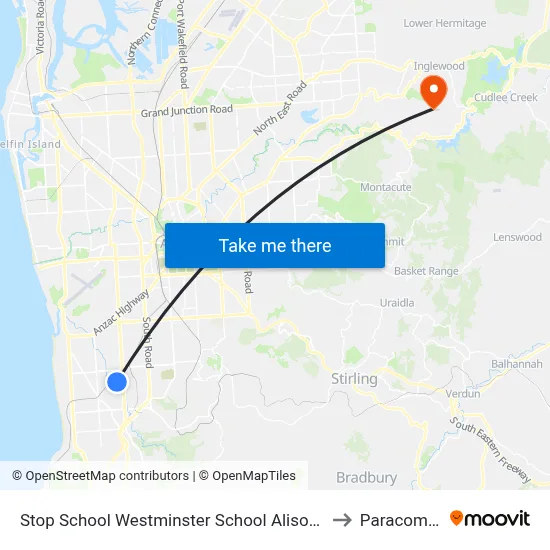 Stop School Westminster School Alison Av to Paracombe map