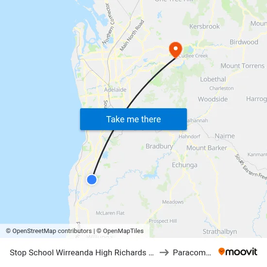 Stop School Wirreanda High Richards Dr to Paracombe map