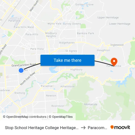 Stop School Heritage College Heritage Ct to Paracombe map