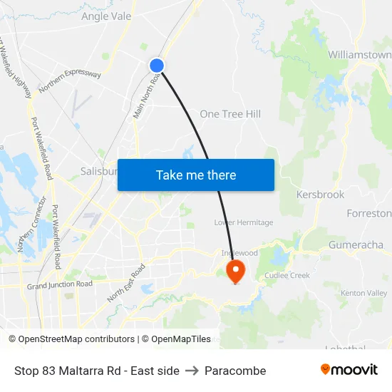 Stop 83 Maltarra Rd - East side to Paracombe map