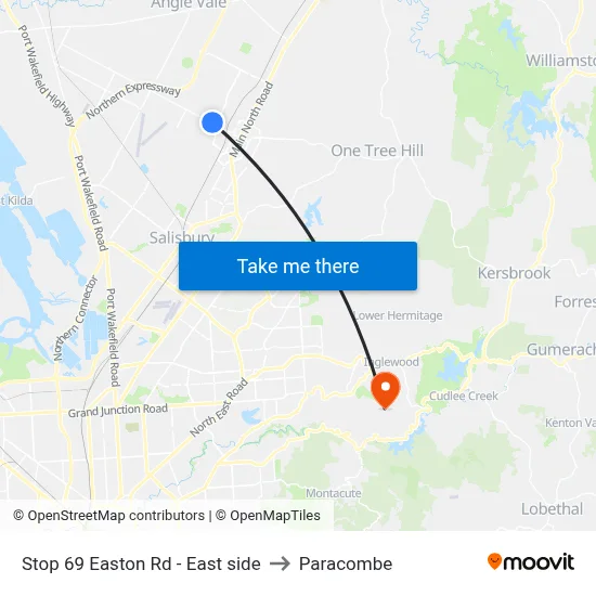 Stop 69 Easton Rd - East side to Paracombe map