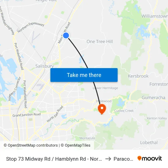 Stop 73 Midway Rd / Hamblynn Rd - North East side to Paracombe map