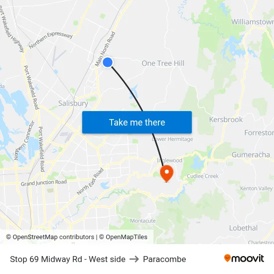 Stop 69 Midway Rd - West side to Paracombe map