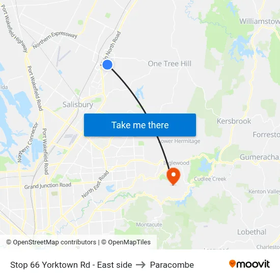 Stop 66 Yorktown Rd - East side to Paracombe map