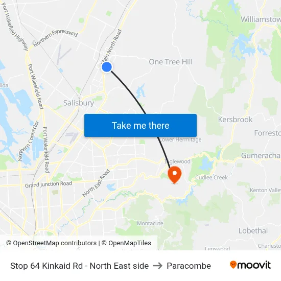Stop 64 Kinkaid Rd - North East side to Paracombe map