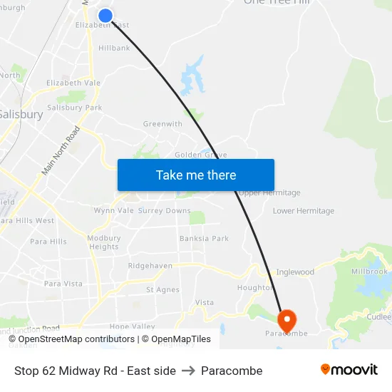 Stop 62 Midway Rd - East side to Paracombe map