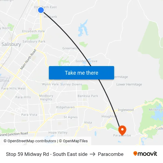 Stop 59 Midway Rd - South East side to Paracombe map