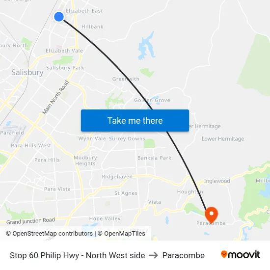 Stop 60 Philip Hwy - North West side to Paracombe map