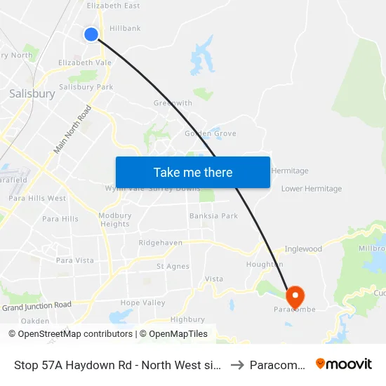 Stop 57A Haydown Rd - North West side to Paracombe map