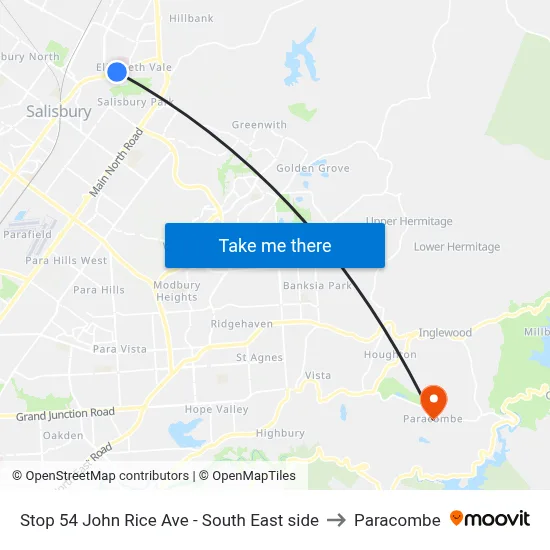 Stop 54 John Rice Ave - South East side to Paracombe map