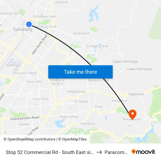 Stop 52 Commercial Rd - South East side to Paracombe map
