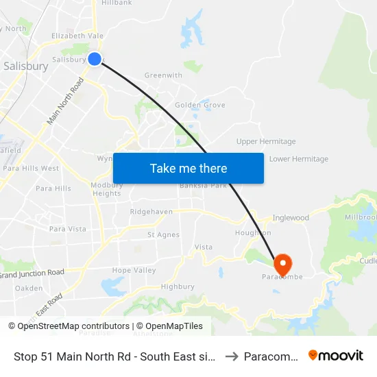 Stop 51 Main North Rd - South East side to Paracombe map