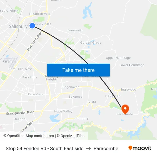 Stop 54 Fenden Rd - South East side to Paracombe map