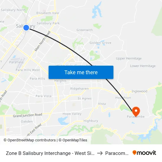 Zone B Salisbury Interchange - West Side to Paracombe map