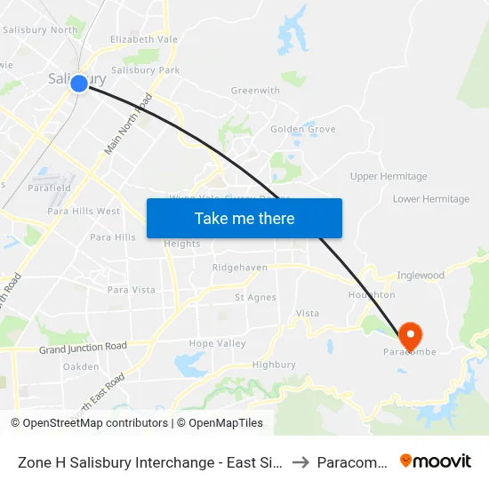 Zone H Salisbury Interchange - East Side to Paracombe map