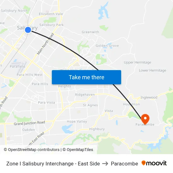Zone I Salisbury Interchange - East Side to Paracombe map