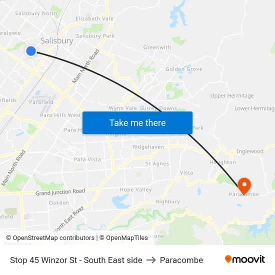 Stop 45 Winzor St - South East side to Paracombe map