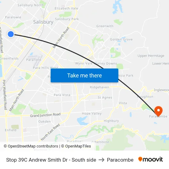Stop 39C Andrew Smith Dr - South side to Paracombe map