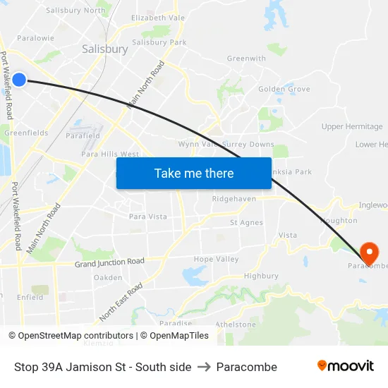 Stop 39A Jamison St - South side to Paracombe map