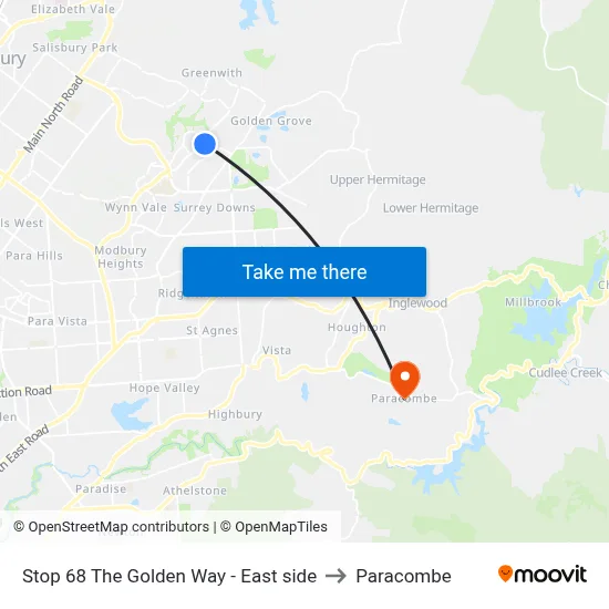 Stop 68 The Golden Way - East side to Paracombe map