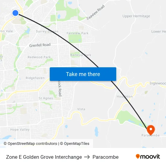 Zone E Golden Grove Interchange to Paracombe map