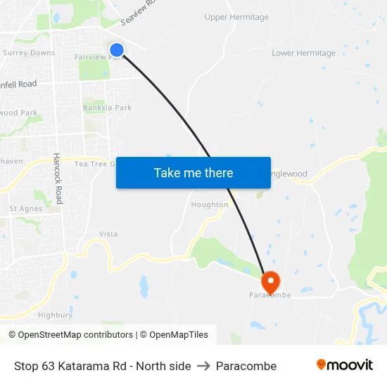 Stop 63 Katarama Rd - North side to Paracombe map