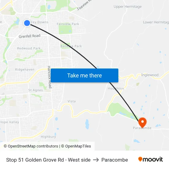 Stop 51 Golden Grove Rd - West side to Paracombe map