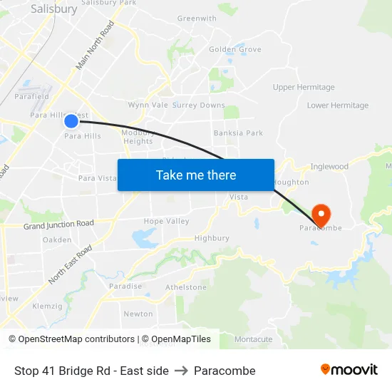 Stop 41 Bridge Rd - East side to Paracombe map