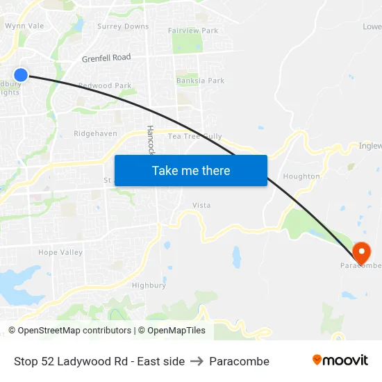 Stop 52 Ladywood Rd - East side to Paracombe map