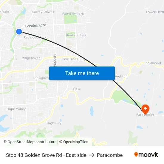 Stop 48 Golden Grove Rd - East side to Paracombe map