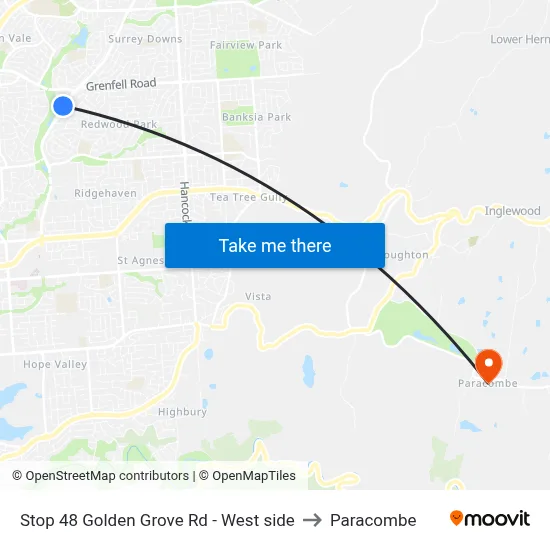 Stop 48 Golden Grove Rd - West side to Paracombe map