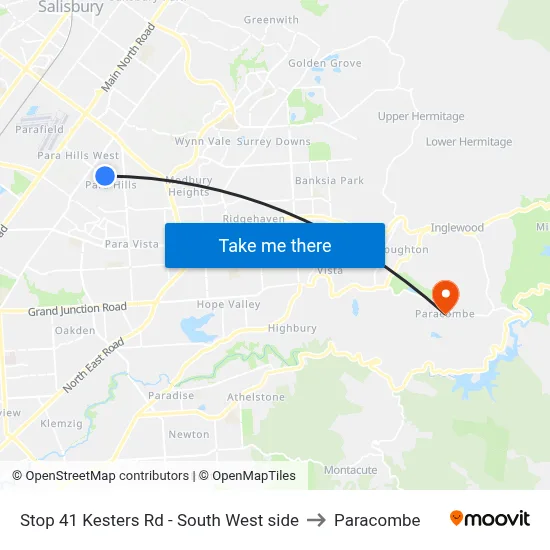 Stop 41 Kesters Rd - South West side to Paracombe map